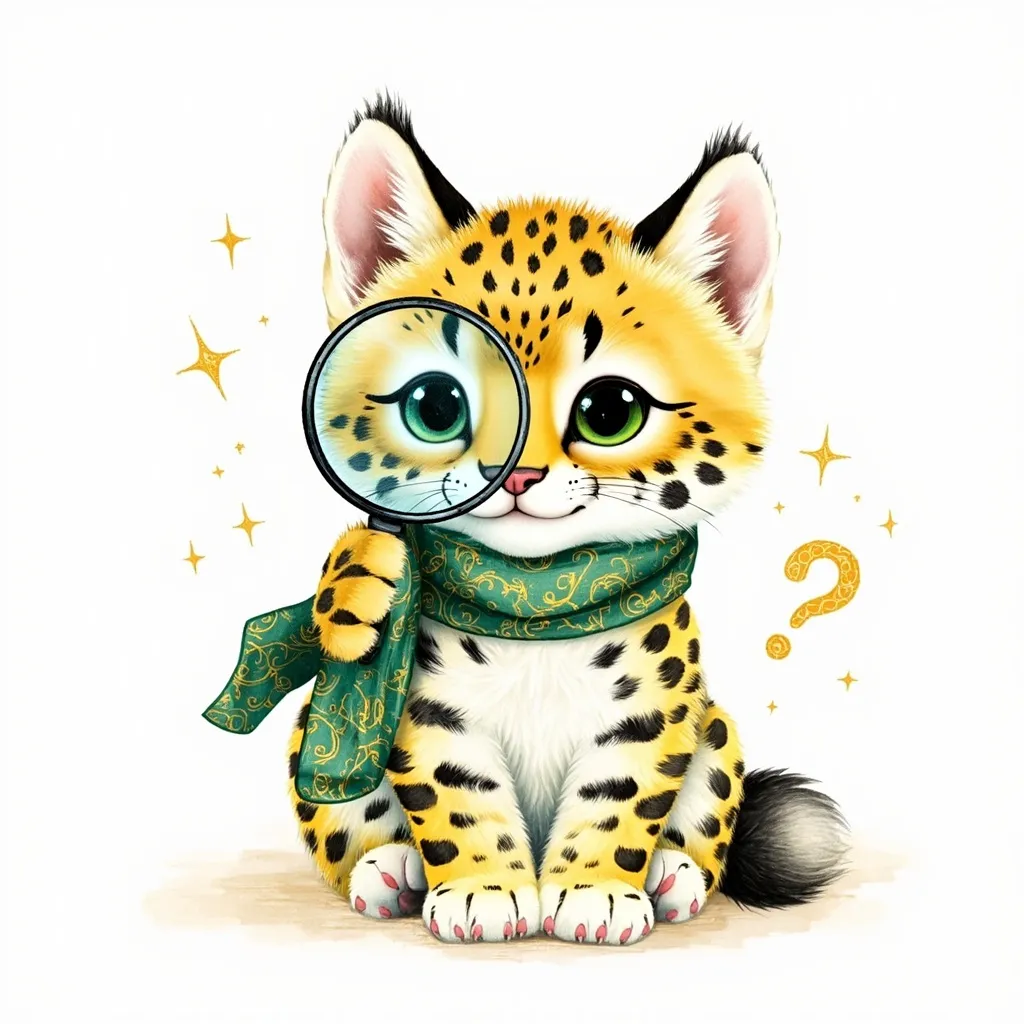 Our Anatolian leopard mascot searching the web with a magnifying glass