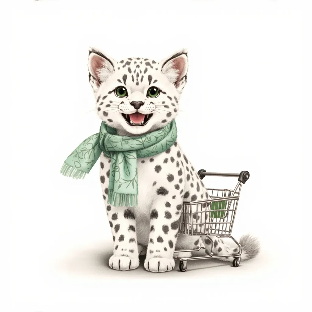 Our Anatolian leopard mascot with a shopping cart, symbolizing the joy of e-commerce