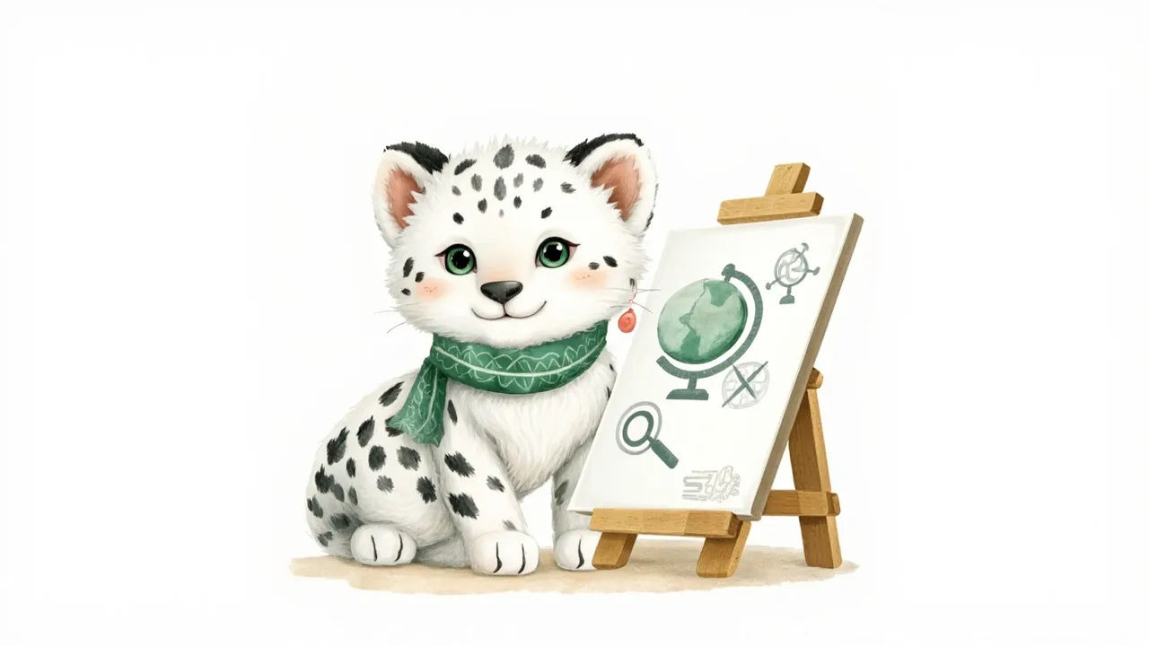 Our Anatolian leopard mascot visualizing and explaining a topic on a board