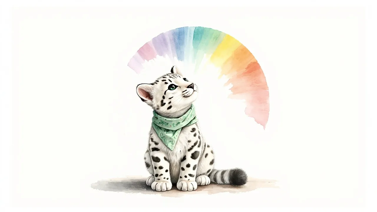 Our Anatolian Leopard mascot studying the hues on a color wheel