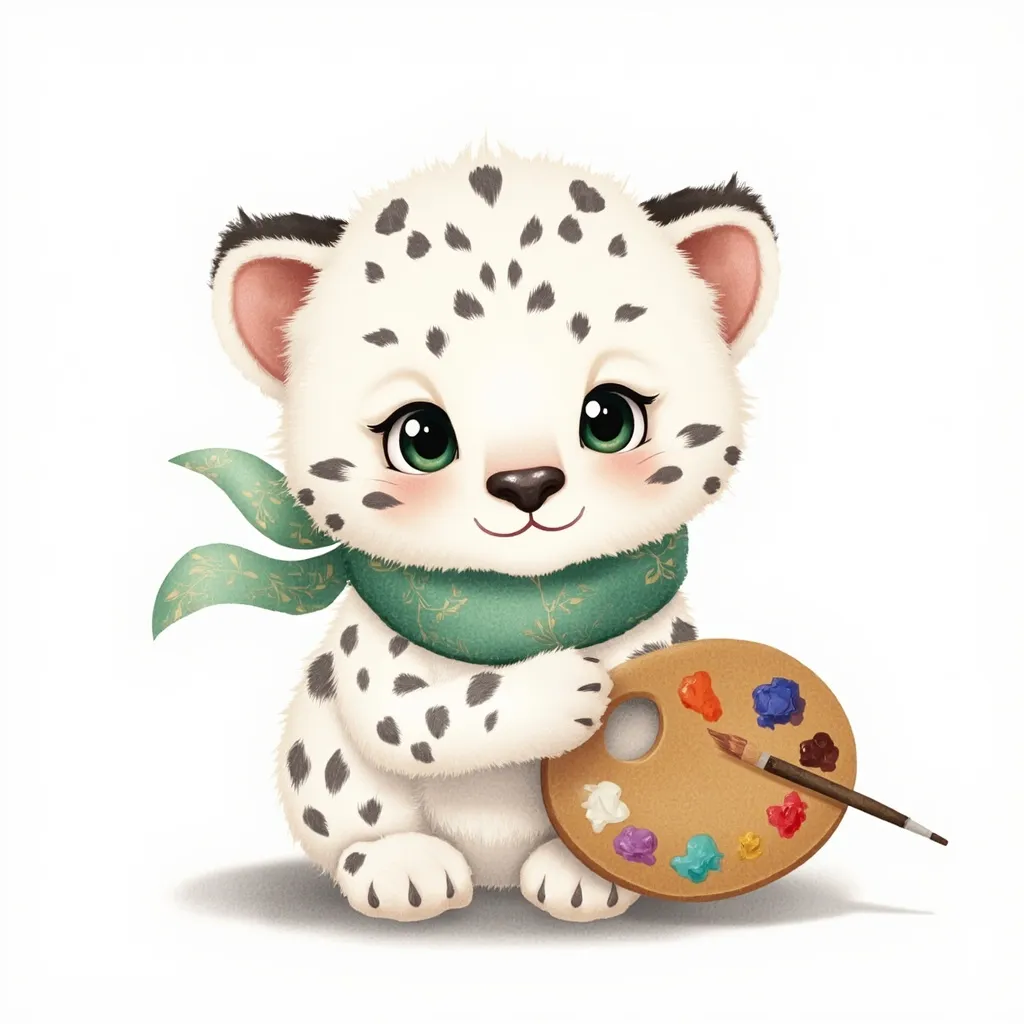Our Anatolian Leopard mascot celebrating the art of color with a painter's palette