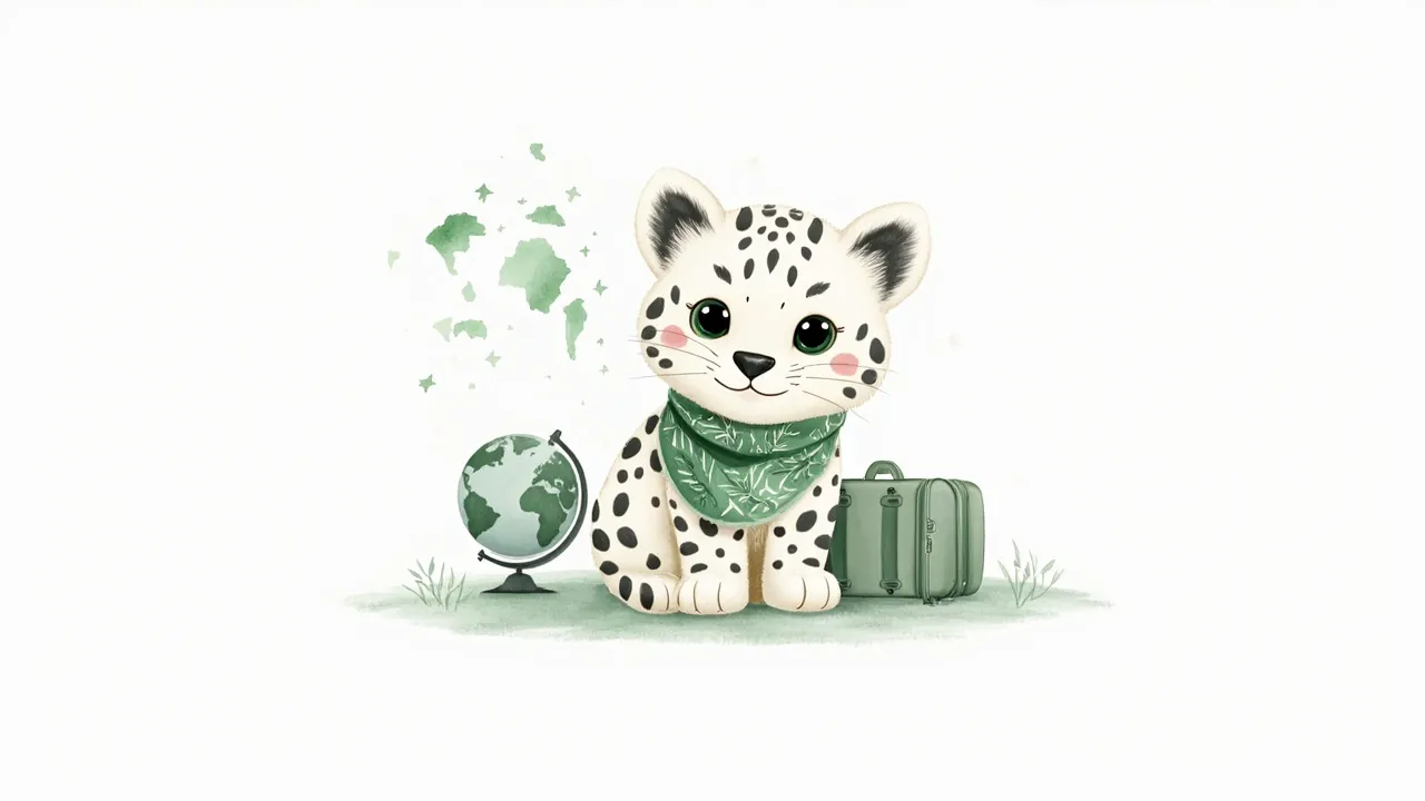 Our Anatolian leopard mascot with a world map and suitcase, symbolizing global trade